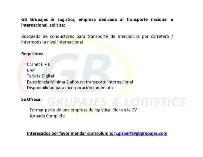 Empleo para transportista internacional